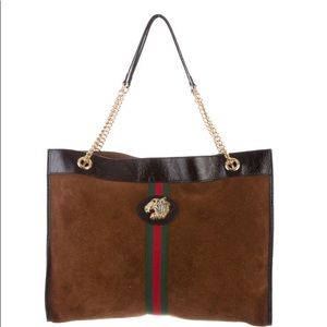 Brown suede Gucci Large Rajah tote